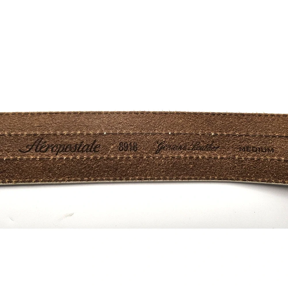 Aeropostale Ivory Flower Leather Belt Womens Medium Boho Peasant Style 1 1/2
